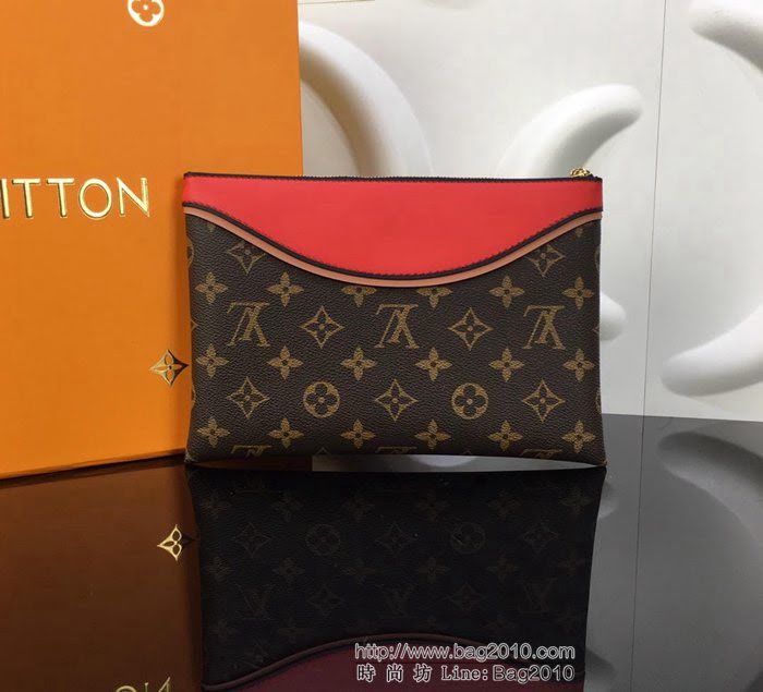 路易威登LV M63903紅色 頂級原單 Pochette Tuileries手袋 Monogram帆布搭配小牛皮 可作公事包 亦可作手拿包  YDH2587